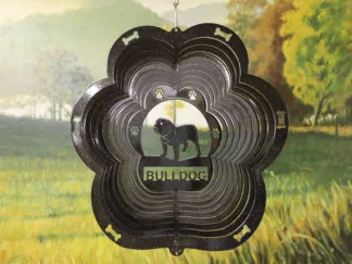 DSA 73751 12" Bulldog Dog Breed Wind Spinner-Black Starlight