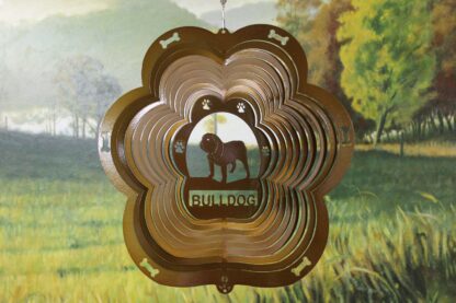 DSA 73755 12" Bulldog Dog Breed Wind Spinner-Copper Starlight
