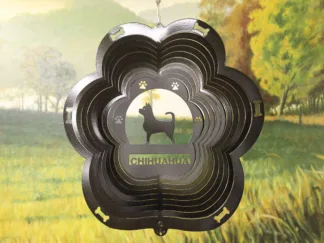 DSA 74351 12" Chihuahua Dog Breed Wind Spinner-Black Starlight