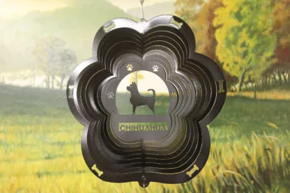 DSA 74351 12" Chihuahua Dog Breed Wind Spinner-Black Starlight