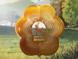 DSA 74405 12" Chinese Crested Dog Breed Wind Spinner-Copper Starlight