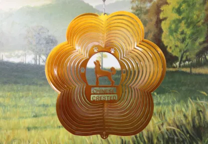 DSA 74405 12" Chinese Crested Dog Breed Wind Spinner-Copper Starlight