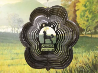 DSA 74451 12" Chinese Crested Dog Breed Wind Spinner-Black Starlight