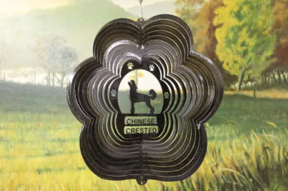DSA 74451 12" Chinese Crested Dog Breed Wind Spinner-Black Starlight