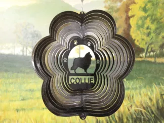 DSA 74951 12" Collie Dog Breed Wind Spinner-Black Starlight