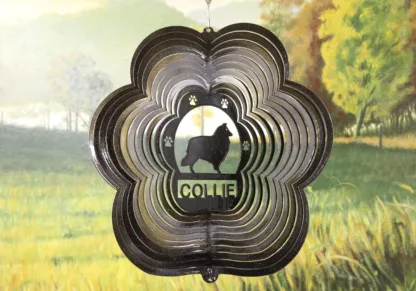 DSA 74951 12" Collie Dog Breed Wind Spinner-Black Starlight