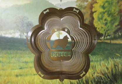 DSA 74955 12" Collie Dog Breed Wind Spinner-Copper Starlight