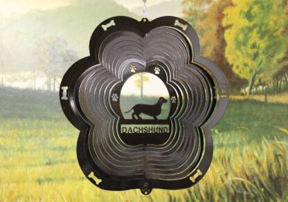 DSA 75151 12" Dachshund Dog Breed Wind Spinner-Black Starlight