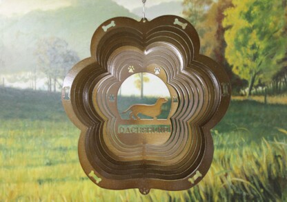 DSA 75155 12" Dachshund Dog Breed Wind Spinner-Copper Starlight