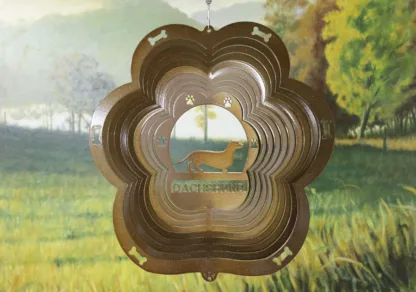DSA 75155 12" Dachshund Dog Breed Wind Spinner-Copper Starlight