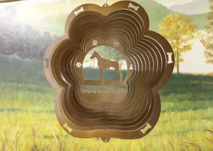DSA 75455 12" Doberman Dog Breed Wind Spinner-Copper Starlight