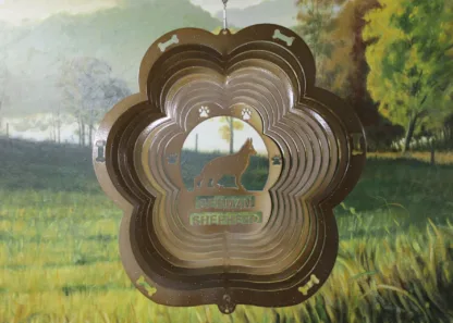 DSA 76655 12" German Shepherd Dog Breed Wind Spinner-Copper Starlight