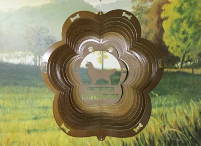 DSA 77055 12" Golden Retriever Dog Breed Wind Spinner-Copper Starlight