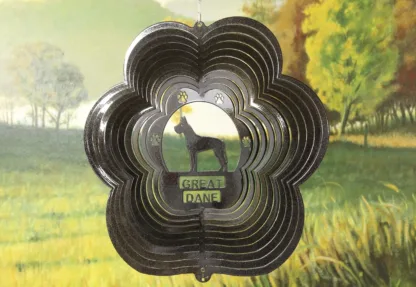 DSA 77251 12" Great Dane Dog Breed Wind Spinner-Black Starlight