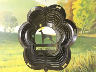 DSA 77551 12" Greyhound Dog Breed Wind Spinner-Black Starlight