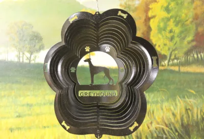 DSA 77551 12" Greyhound Dog Breed Wind Spinner-Black Starlight