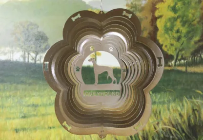 DSA 77555 12" Greyhound Dog Breed Wind Spinner-Copper Starlight