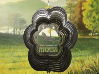 DSA 77751 12" Husky Dog Breed Wind Spinner-Black Starlight