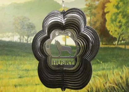 DSA 77751 12" Husky Dog Breed Wind Spinner-Black Starlight