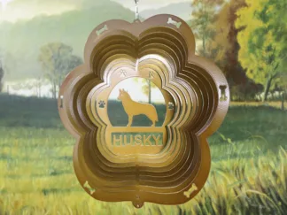 DSA 77755 12" Husky Dog Breed Wind Spinner-Copper Starlight