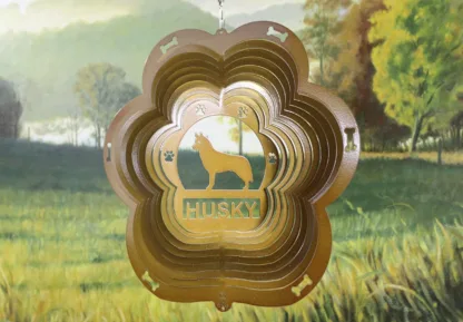 DSA 77755 12" Husky Dog Breed Wind Spinner-Copper Starlight