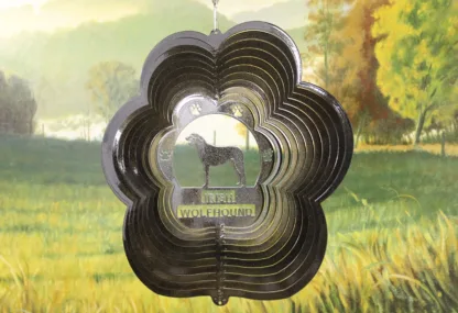 DSA 78251 12" Irish Wolfhound Dog Breed Wind Spinner-Black Starlight