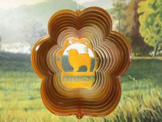 DSA 78605 12" Keeshond Dog Breed Wind Spinner-Copper Starlight