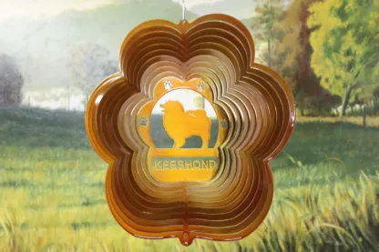 DSA 78605 12" Keeshond Dog Breed Wind Spinner-Copper Starlight