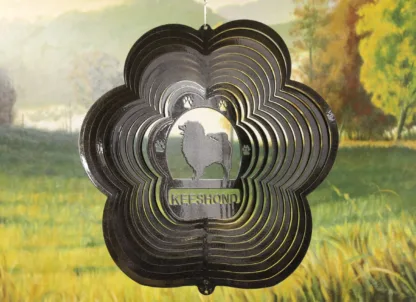 DSA 78651 12" Keeshond Dog Breed Wind Spinner-Black Starlight