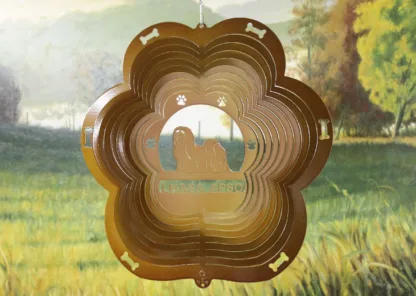 DSA 79255 12" Lhasa Apso Dog Breed Wind Spinner-Copper Starlight