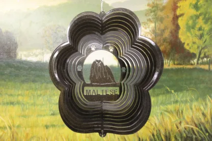 DSA 79451 12" Maltese Dog Breed Wind Spinner-Black Starlight