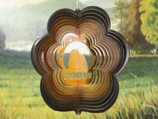 DSA 79475 12" Maltese Dog Breed Wind Spinner-Copper/Black Starlight