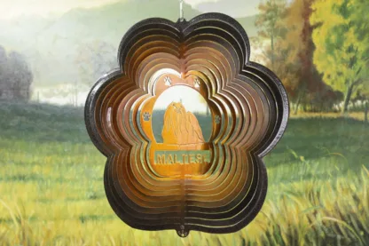 DSA 79475 12" Maltese Dog Breed Wind Spinner-Copper/Black Starlight