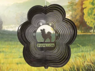 DSA 79851 12" Papillon Dog Breed Wind Spinner-Black Starlight