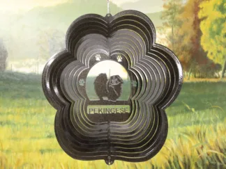 DSA 80851 12" Pekingese Dog Breed Wind Spinner-Black Starlight