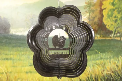 DSA 80851 12" Pekingese Dog Breed Wind Spinner-Black Starlight