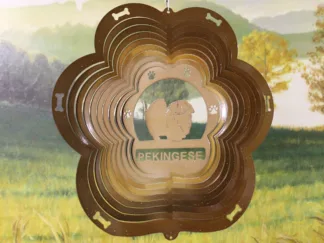 DSA 80855 12" Pekingese Dog Breed Wind Spinner-Copper Starlight