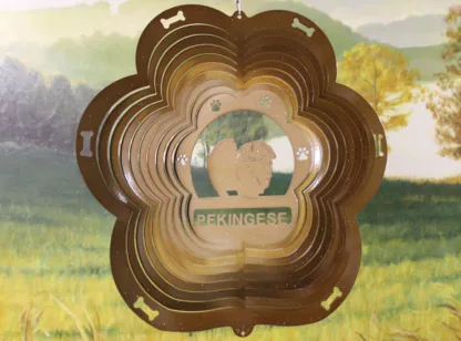 DSA 80855 12" Pekingese Dog Breed Wind Spinner-Copper Starlight