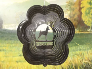 DSA 81051 12" Pinscher Dog Breed Wind Spinner-Black Starlight