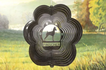 DSA 81051 12" Pinscher Dog Breed Wind Spinner-Black Starlight