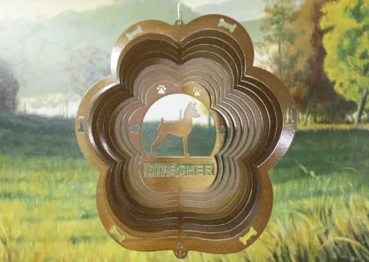 DSA 81055 12" Pinscher Dog Breed Wind Spinner-Copper Starlight