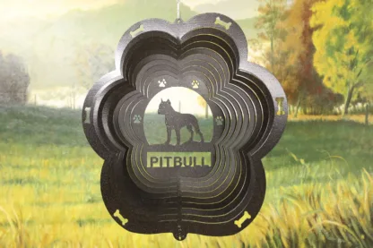 DSA 81351 12" Pitbull Dog Breed Wind Spinner-Black Starlight