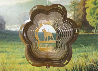 DSA 81355 12" Pitbull Dog Breed Wind Spinner-Copper Starlight