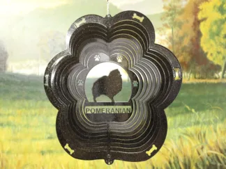 DSA 81751 12" Pomeranian Dog Breed Wind Spinner-Black Starlight