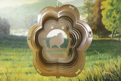 DSA 81755 12" Pomeranian Dog Breed Wind Spinner-Copper Starlight
