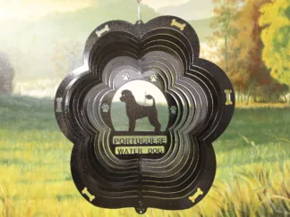 DSA 81951 12" Portuguese Water Dog Breed Wind Spinner-Black Starlight