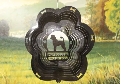 DSA 81951 12" Portuguese Water Dog Breed Wind Spinner-Black Starlight