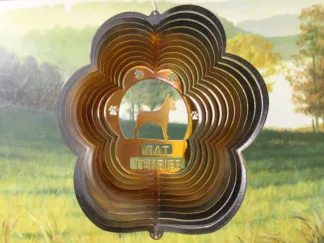 DSA 82375 12" Rat Terrier Dog Breed Wind Spinner-Copper/Black Starlight