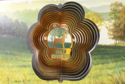 DSA 82375 12" Rat Terrier Dog Breed Wind Spinner-Copper/Black Starlight