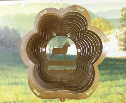 DSA 82455 12" Rottweiler Dog Breed Wind Spinner-Copper Starlight